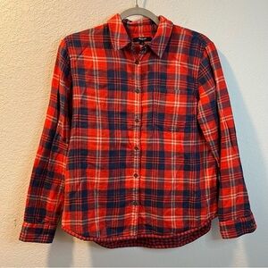 Women’s Madewell red plaid button up long sleeve shirt size small S